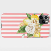 Rozen op roze strepen iPhone hoesje (Achterkant horizontaal)