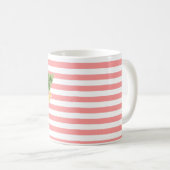 Rozen op roze strepen koffiemok (Voorkant rechts)