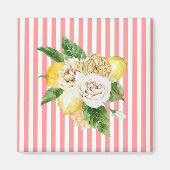 Rozen op roze strepen magneet (Voorkant)