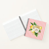 Rozen op roze strepen notitieboek (Binnen)