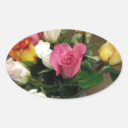 Rozen Ovale Sticker (Voorkant)