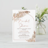 Rozen Pampas Grass Arch Terracotta Boho Floral Kaart (Staand voorkant)