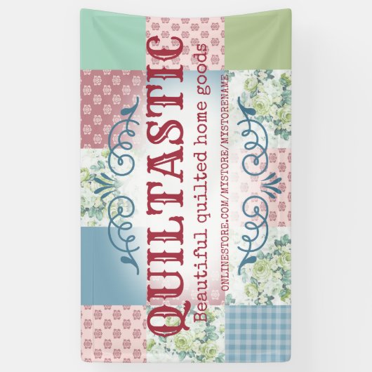  rozen patchwork quilt craft show spandoek (Verticaal)