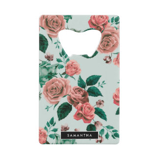 Rozen patroon kredietkaart flessenopener