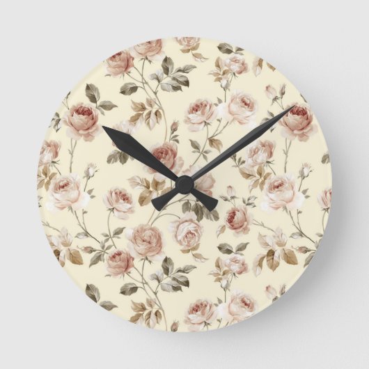  rozen patroon ronde klok (Voorkant)