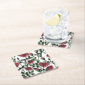 Rozen patroon vierkante kartonnen onderzetter (Insitu)