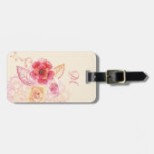 Rozen Pearls Lacy Monogram Bagagelabel (Voorkant horizontaal)
