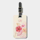 Rozen Pearls Lacy Monogram Bagagelabel (Voorkant verticaal)