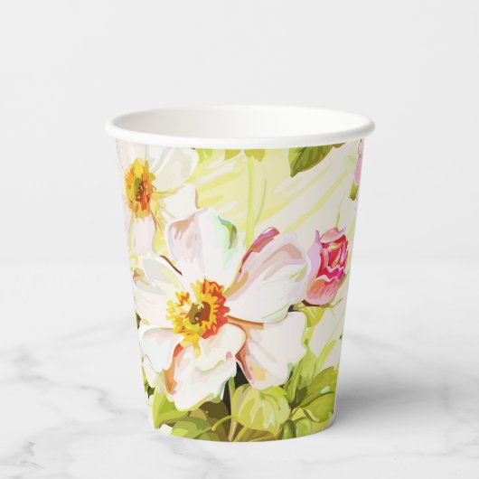 Rozen Peonies 70e Verjaardag Party Paper Cup Papieren Bekers (Achterkant)