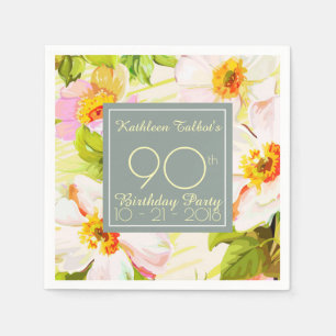Rozen Peonies 90e verjaardag van Napkin Servetten