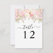 Rozen Peony Blush Pink Wedding Table Number Kaart (Voorkant)