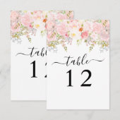 Rozen Peony Blush Pink Wedding Table Number Kaart (Voorkant / Achterkant)