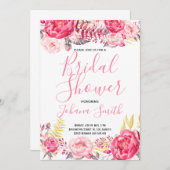 Rozen Peony Floral Bridal Shower Kaart (Voorkant / Achterkant)