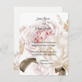 Rozen Pioen Zachte Kleur Palet Bruiloft Uitnodigin Kaart (Voorkant / Achterkant)