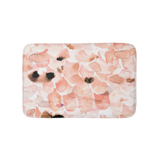 Rozen, pioenen en bladeren, waterverf. badmat