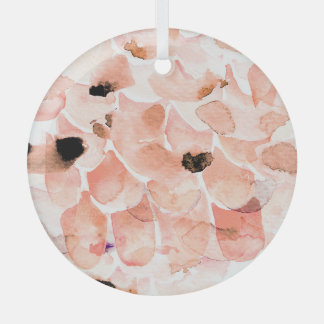 Rozen, pioenen en bladeren, waterverf. glas ornament