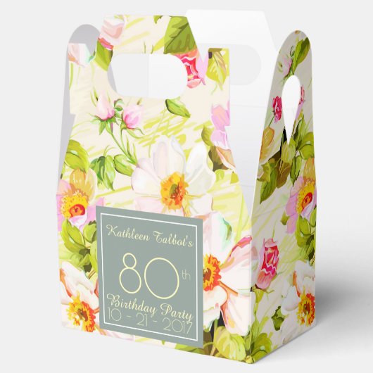 Rozen Pioenrozen 80e Verjaardag Dank u Favor Box Bedankdoosjes (Geopend)