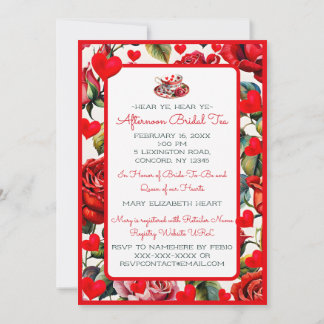 Rozen & Queen of Hearts Bridal Afternoon Tea Kaart