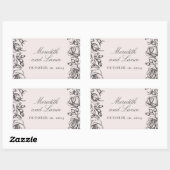 Rozen rand roze bruiloft stickers (Vel)