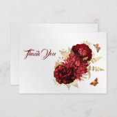 Rozen Red Gold Floral Butterfly Bedankkaart (Voorkant / Achterkant)