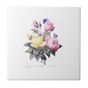Rozen Redoute Belle Fleurs White keramische tegel Tegeltje