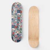 Rozen Retro Blauw Jean Denim Patchwork Bloemen Skateboard (Voorkant)