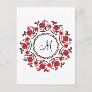 Rozen ring Gepersonaliseerd Monogram Initiaal Briefkaart