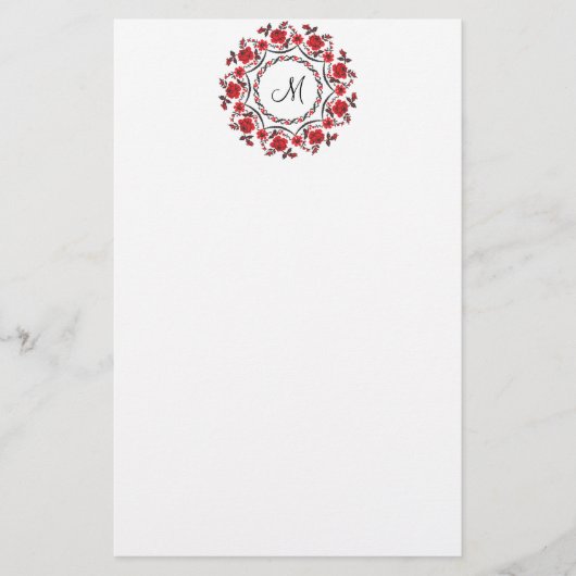 Rozen ring Gepersonaliseerd Monogram Initiaal Briefpapier (Voorkant)