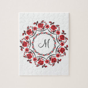 Rozen ring Gepersonaliseerd Monogram Initiaal Legpuzzel