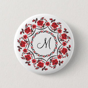 Rozen ring Gepersonaliseerd Monogram Initiaal Ronde Button 5,7 Cm