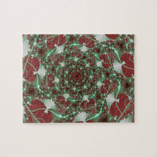 Rozen Rode en groene fractaalkunst Legpuzzel