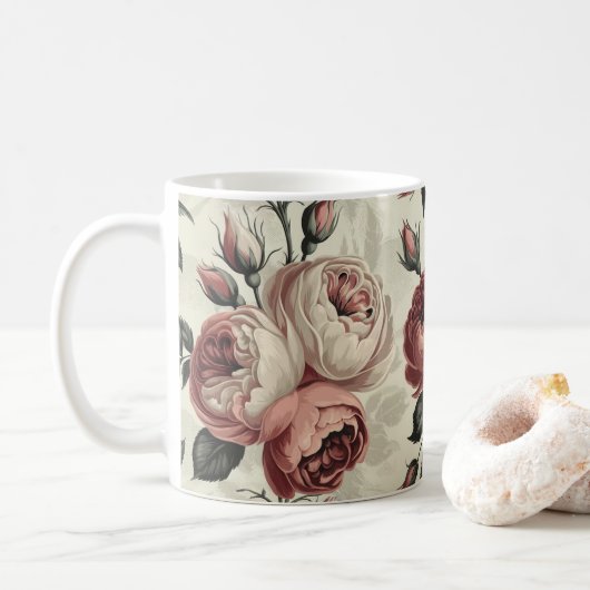rozen romantisch koffiemok (Met donut)