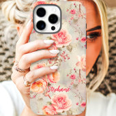  Rozen Romantische Bloemen Custom Name Case-Mate iPhone Case