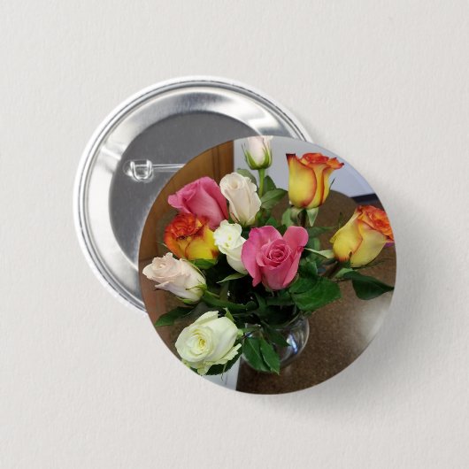 Rozen Ronde Button 5,7 Cm (Voorkant /achterkant)