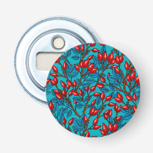 Rozen, rood en blauw button flesopener