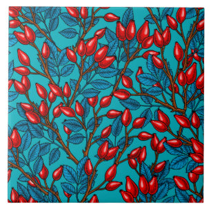 Rozen, rood en blauw tegeltje
