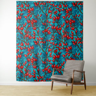 Rozen, rood en blauw wandkleed