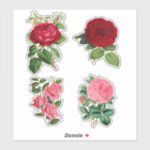  Rozen rood en roze 4 stuk sticker set (Vel)
