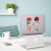  Rozen rood en roze 4 stuk sticker set (Laptop op bureau)