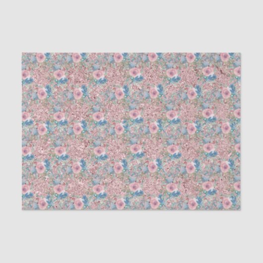  Rozen Roze Blauw Kleine Roze Achtergrond Tissuepapier (Voorkant)