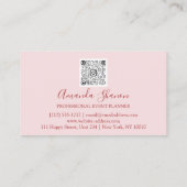 Rozen Roze bloem Roos Event Planner QR CODE Visitekaartje (Achterkant)