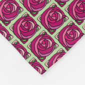 Rozen Roze en Groen bloempatroon Fleece Deken (Hoek)