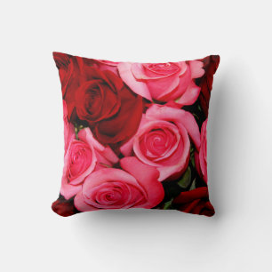 Rozen, roze en rood-vierkant Sierkussen