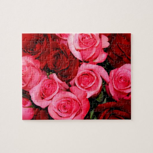 Rozen, roze en roodpuzzel legpuzzel (Horizontaal)