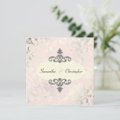 Rozen + Roze/Faux Silver/Gray uitnodigingen (Staand voorkant)