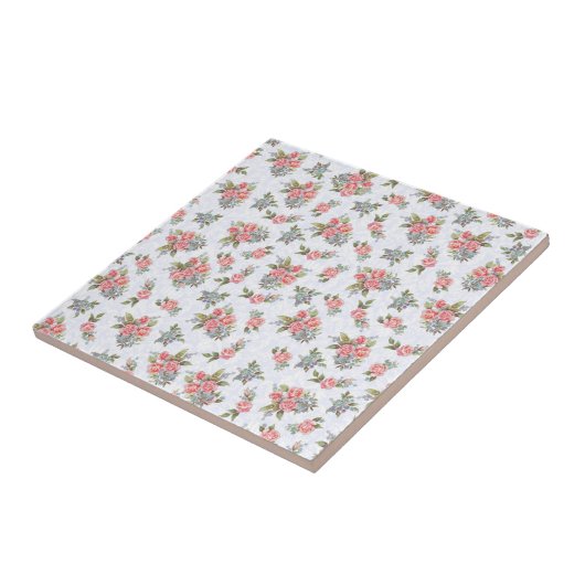 Rozen roze floreel landhuisje tegeltje (Zijkant)