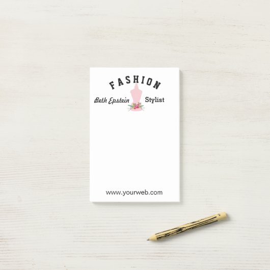  Rozen Roze Mode Retro Mannequin Post-it® Notes (Op bureau)