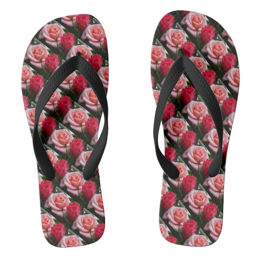 Rozen Roze rood flessenpatroon Teenslippers (Voetbed)