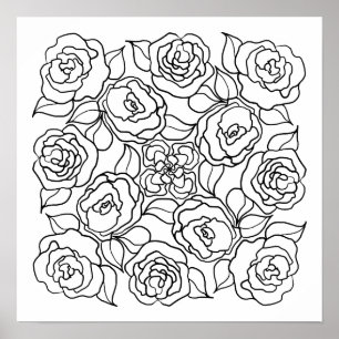 Rozen Rozen Rozen kleur je Floral Poster