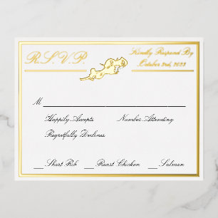 Rozen, RSVP Gold White Wedding Folie Uitnodiging Briefkaart